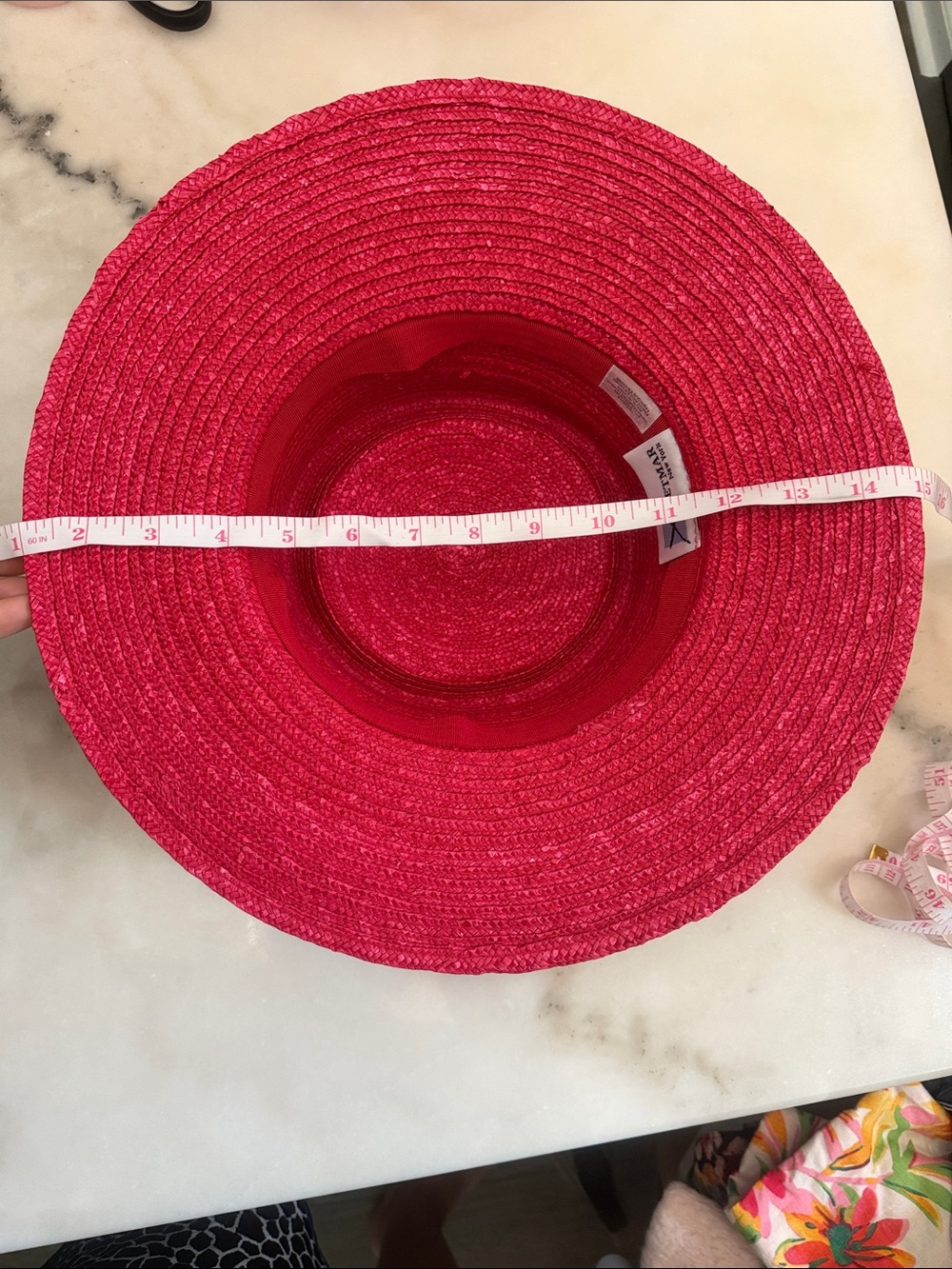 BETMAR Wine Red Braided Straw Hat with Bow Trim - Picture 13 of 14